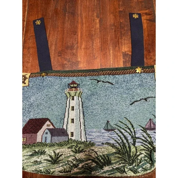 New Handmade Walker Bag Tote Caddy‎  Walker/ Stroller/Cars, Lighthouse Tapestry - Picture 4 of 10
